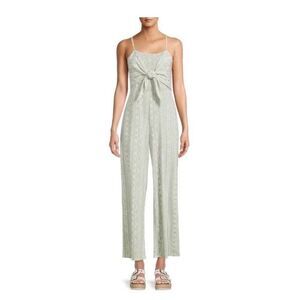 No Boundaries Tie Front Jumpsuit Junior Size Xl (15-17) Sage Green Aztec